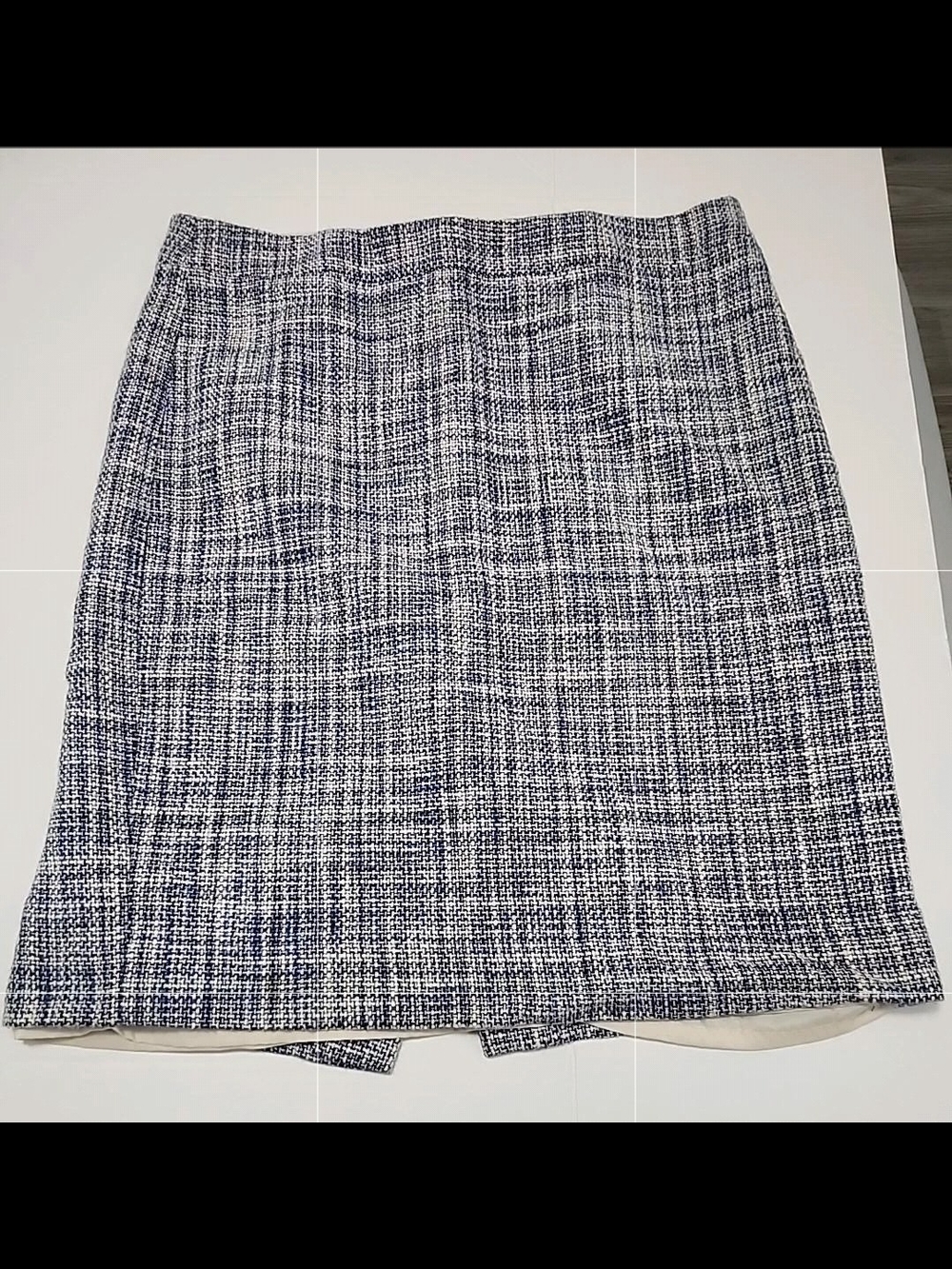 J.Crew No. 2 Blue White Tweed Pencil Skirt Coastal Preppy Quiet Luxury - Picture 2 of 14